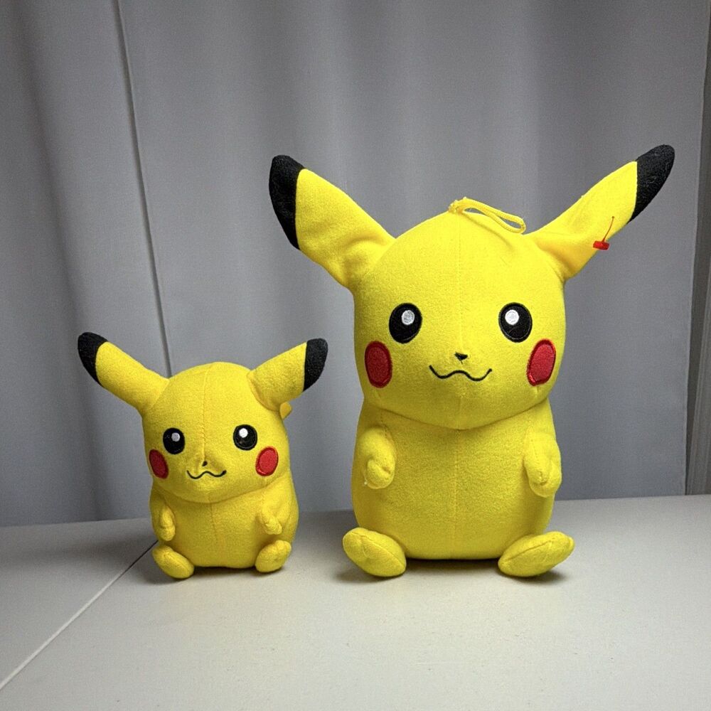 2 Pokemon Plush Pikachu Yellow 10 & 7 Inch Stuffed Animal Toy